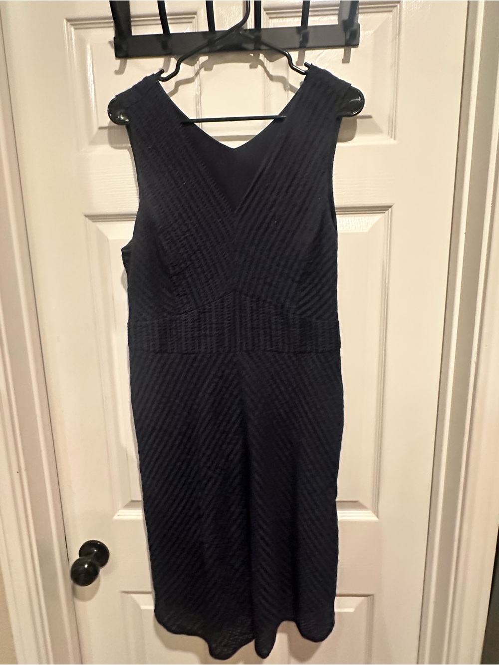 Banana Republic Navy Sleeveless V-Neck Textured Dress
